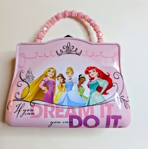 ✨ Disney Princess Pink Metal Tin Purse – Beaded Handle – NWOT ✨